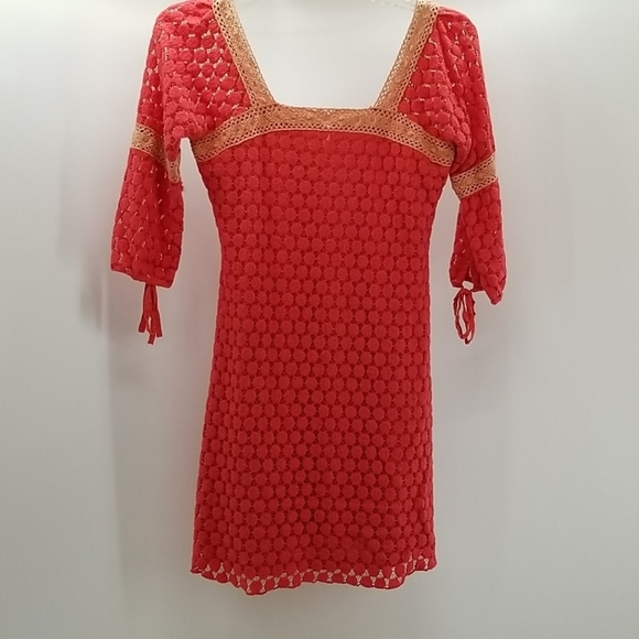 Solitaire by Ravikhosla Crochet-Look Boho Cottagecore Dress - Picture 1 of 13